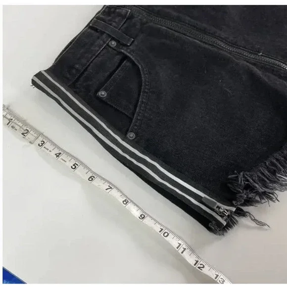 Carmar Skirt Womens 26 Black Denim High Rise Frayed Hem Side Stripe Zip Mini - Picture 7 of 7